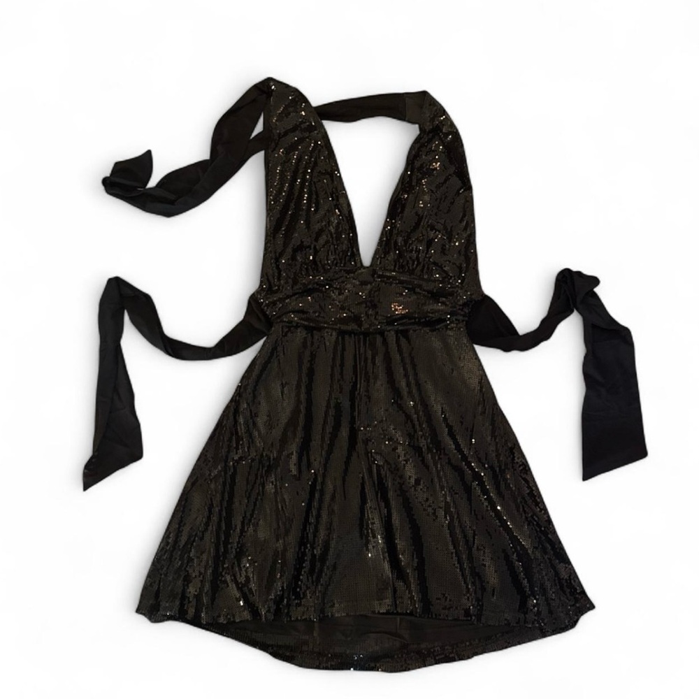 Elegant Black Sequin Mini Dress